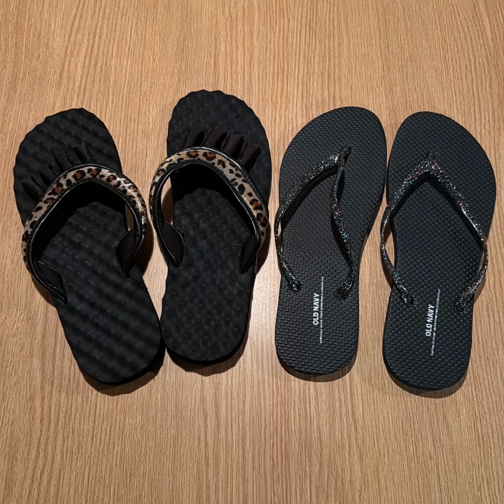 Black Leopard and Old Navy Black with Multi glitter straps